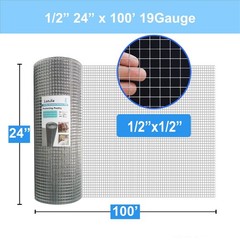 1/2inch Galvanized Hardware Cloth 24″ x 100′ 19 Gauge Hot-Dip Galvanized Afte…