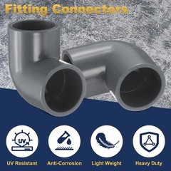 2 Pcs 2.5 Inch 90 Degree Elbow Pipe Fittings 2 Way, Grey