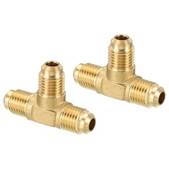 2Pcs 1/4″ x 1/4″ x 1/4″ Brass Fitting Flare Tee Tube Fitting
