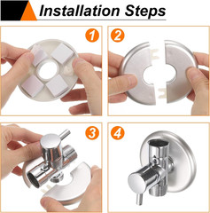 2Pcs Wall Split Flange 51Mm/2″ Self-Adhesive Plumbing Cover Plates ABS Plastic r
