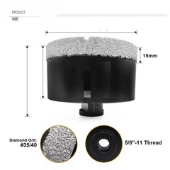 3-1/2 in 4-1/2 in Brazed Diamond Core Bit/Hole Saw for Granite, Marble, Ceramic