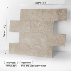 OYASIMI 10 Sheet Stone Beige Peel and Stick Backsplash, 12’’Luxury Ceramic Look