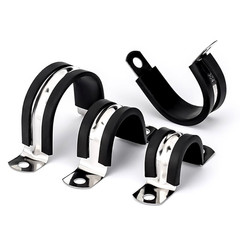 Rubber Lined U Type Clips 6~80mm Cable Mounting Hose Pipe Clamp Stainless Steel