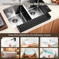 Silicone Sink Edge Protector with Suction Cup 4″ x 4in*20in, Black