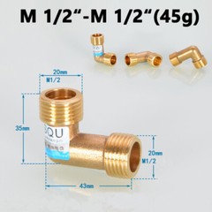 Brass Elbow 90 Degree Male to Male 1/2″ DN15 BSP Thread Fitting Pipe Connector