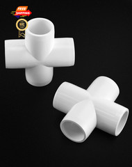 QWORK 4 Way 1/2″ Cross PVC Fitting – 10 Pack Connector, 1/2 Inch, 4