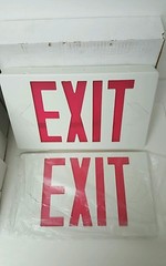 Lithonia EXR USPOM WHITE Thermoplastic LED Exit Sign Red LETTERS 186HTC