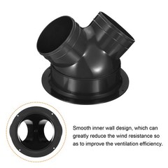3 Ways Duct Splitter 4″x4″x6″ Y Reducer Exhaust Pipe Adapter Flange Black