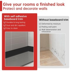 PVC Wall Base Baseboard Molding Trim 4″x 60FT Flexible Self Adhesive Black