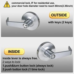 HISAFE X-XG-ET-70 Grade 2 Commercial Keyed Entry Door Lock Lever 26D Fire Rated