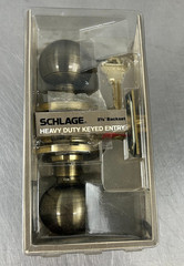 Schlage Heavy Duty Keyed Entry A53PDV Orbit 609 Antique Brass New Old Stock