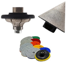 STONE Countertop Kit F25 Bullnose Router Bit Chamfer Tool Diamond Polishing Pads