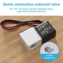 2-Way Electric Solenoid Valve 1/4″ Water Air Normally Closed Pneumatic DC 12V