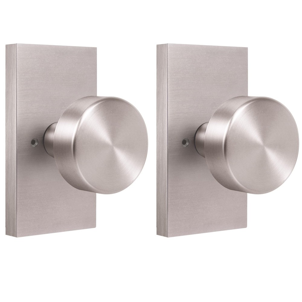 Brushed Nickel Zinc Alloy Dummy Door Knob, Round Non-Locking Knob with Rectan…
