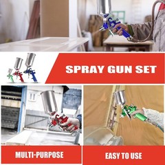 ETOSHA HVLP Spray Gun Set 3pcs, Auto Paint Standard Kit, Blue,Green,Red