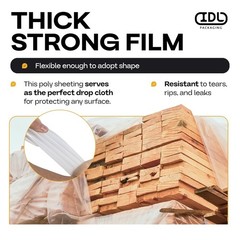 IDL Packaging 4 Mil Plastic Sheeting 3’x50′ 150 sq ft for Painting, Construction