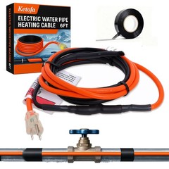 6FT Heating Cable with Built-in Thermostat, 120V Heat Tape for Water Pipes, C…