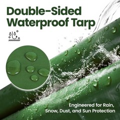 Thick Camping Tarp 12′ x 20′ 9-mil Shelter Waterproof Tarps for Boat Pool Green