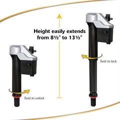 Korky QuietFILL Platinum Toilet Fill Universal to Fit 99% of Toilets, Black