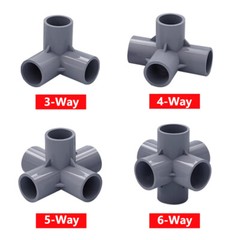 PVC 3/4/5/6-Way Elbow Connector Coupling Pipe Fittings Dia 20/25/32/40/50mm Grey