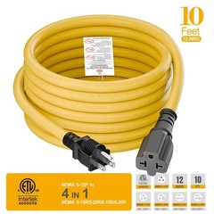 [10-Feet] NEMA 5-15P to 5-15R/ 5-20R/ 6-15R/ 6-20R AC Adapter, Plugrand 12AWG…