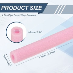 4pcs 1/3″ ID 3.3FT Pipe Insulation Foam Tube 0.63″ OD Tubing Cover Pink