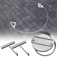 Domart 28in Stainless Steel Invisible Manhole Cover Round Recessed Frame.