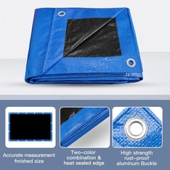 12x20ft Waterproof Tarp 7mil UV Resistant Multipurpose Blue&Black Blue/Black