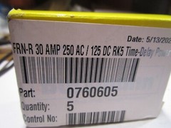 FRN-R 30 AMP 250 AC / 125 DC RK5 Time-Delay Power Fuse QTY 5