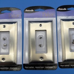 LOT OF 3 Amerelle 1-Gang Stamped Steel Rocker Wall Plate, Brushed Nickel 163RBN
