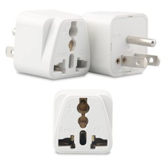 Europe to US Plug Adapter, 3 Pack UK India White