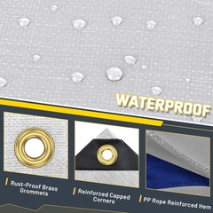 Kesfitt 12 Mil Heavy Duty Waterproof Tarp with Metal Grommets, 8×12 ft, Silve…