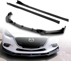 9-Piece Front Bumper Lip Side Skirt Diffuser for 2014-2018 Mazda 3 ABS Carbon