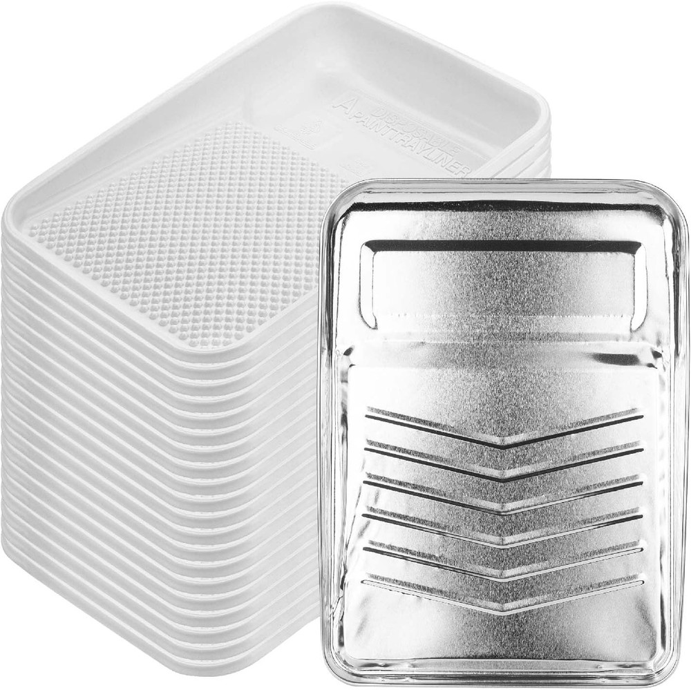 9 Inch Paint Tray Liners – 21 pcs, One Metal Tray with 20 Plastic Liners