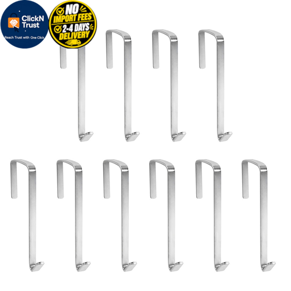 Vantasii 10 Pack Over The Door Metal Hook Hanger to Width: 0.2 inches, Silver