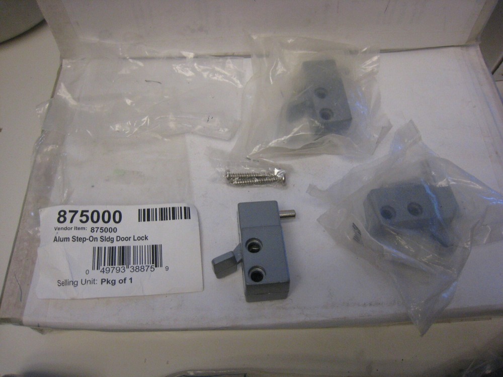 3 yes 3 Aluminum Step-On Patio Door Locks with Steel Pin S4325 – 875000 NEW FS