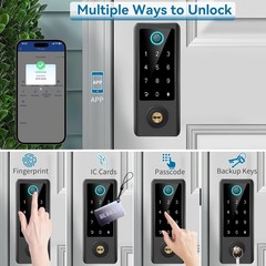 Fingerprint Door Lock Smart App Control Keypad Deadbolt Auto Lock Handle Black