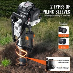 37.77cc Gas-Powered T Post Driver,4-Stroke Engine Gasoline Fence Piling Pounder,