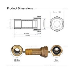 Midline Valve XND0034-OM-5 Brass Water Meter Coupling Adapter Pipe Fitting wi…