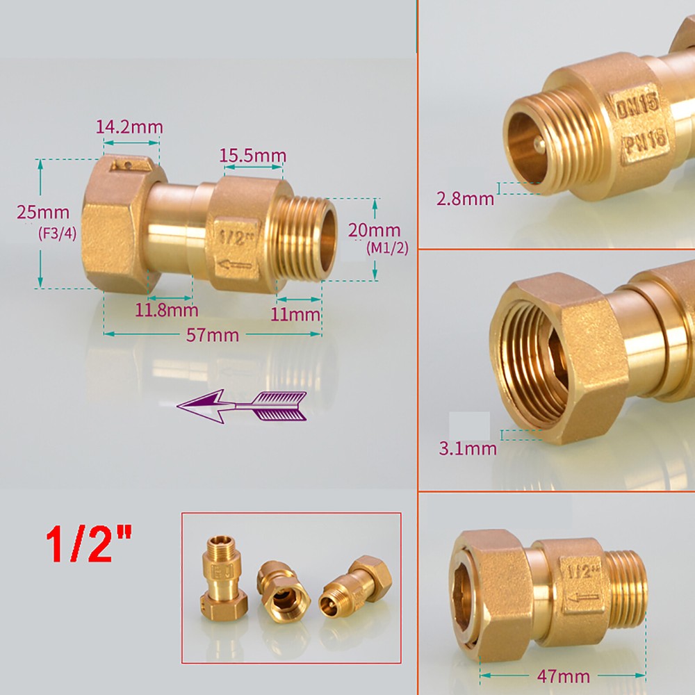 1/2″ 3/4″ Brass Spring Check (Non-Return) Valve For Water Meter Anti-idling