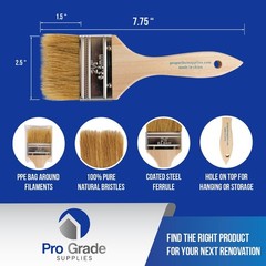 Pro Grade – Chip Paint Brushes – 12 Ea 3 Inch Chip Paint Brush Light Brown