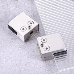 8Pc Square Glass Clamps Brushed Nickel 48x42x24mm for Bathroom Wine Door Cabinet
