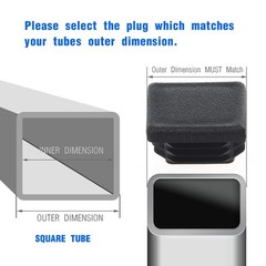 3/4 Square Tubing End Caps, 12 Pack for Chair Legs and Fence | Plastic square…
