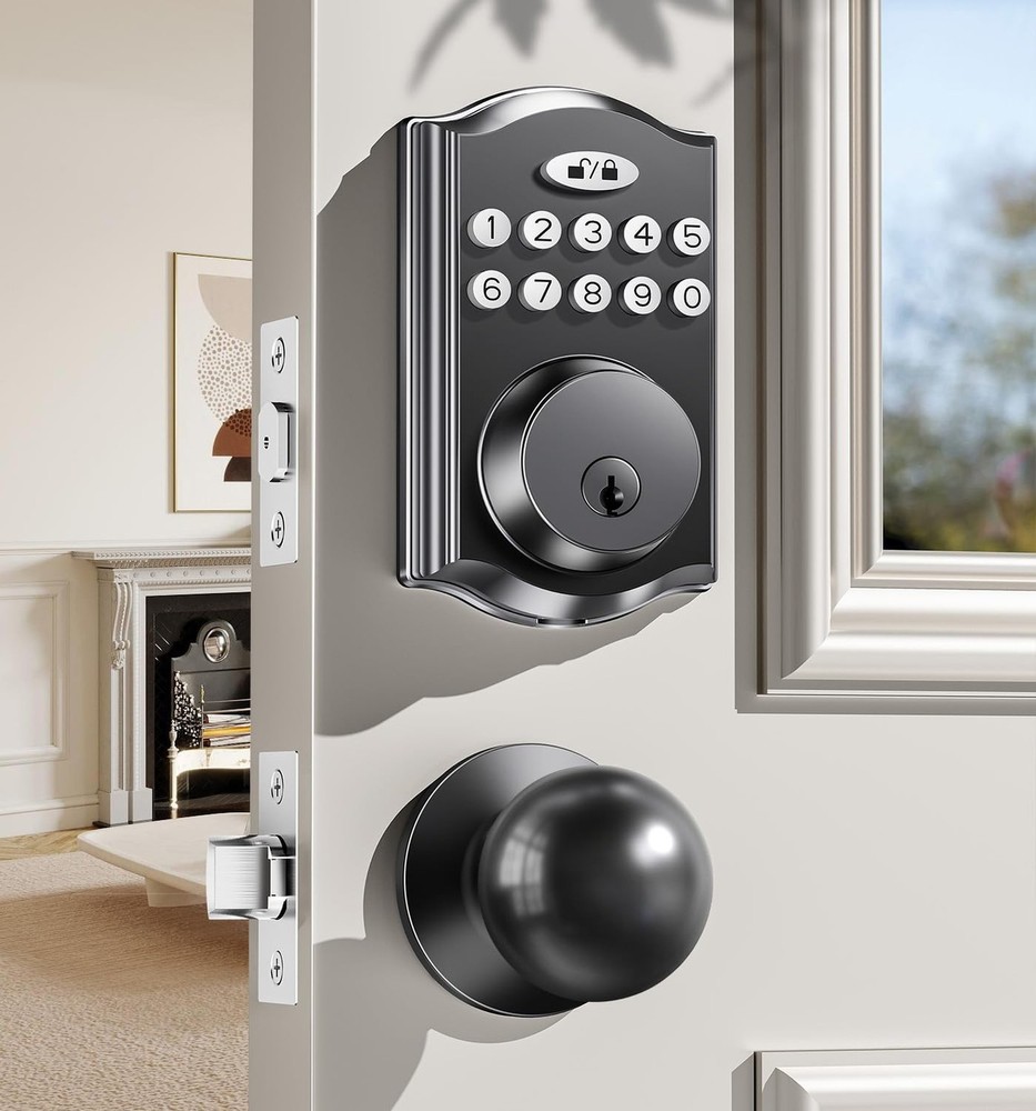 Keyless Entry Door Lock with 2 Knobs, Electronic Backlit Keypad Deadbolt with…