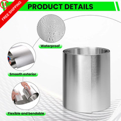 4” x 20′ Aluminum Flashing Roll,0.2mm Thickness x 20′, Silver