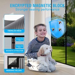 Cnynail Fiberglass Magnetic Screen Door for 34X81 inch, Black Mesh-34″X81″