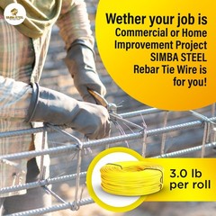 Rebar tie wire 16GA PVC yellow coated 5 rolls 3lb construction SIMBASTEEL