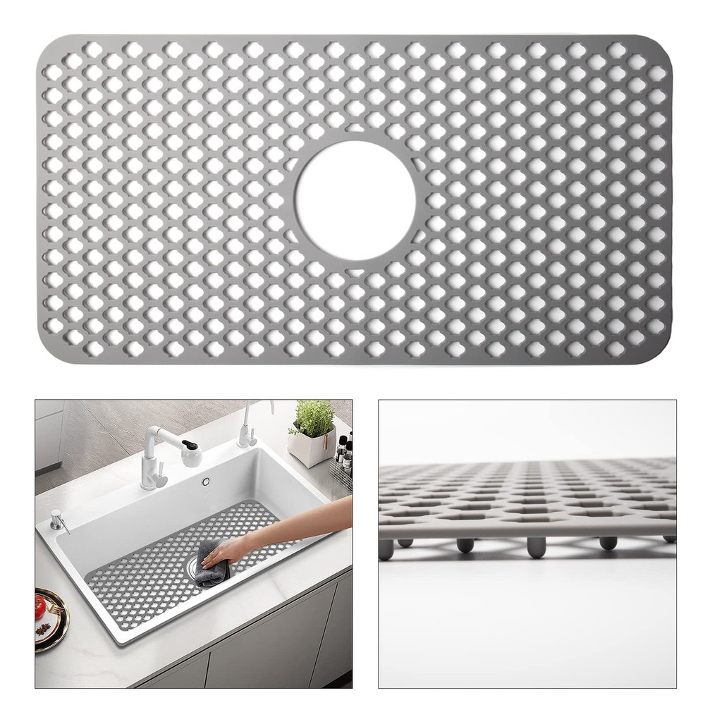 TwinnekYR Silicone Sink Mat, 24.6”x 12.9” Kitchen 24.6” x 12.9”, Gray