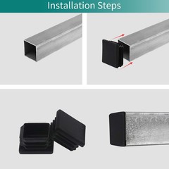 2″ 2X2 Square Tubing Plastic Plugs(10 Pack), 2″x2″ 2 Inch End Black