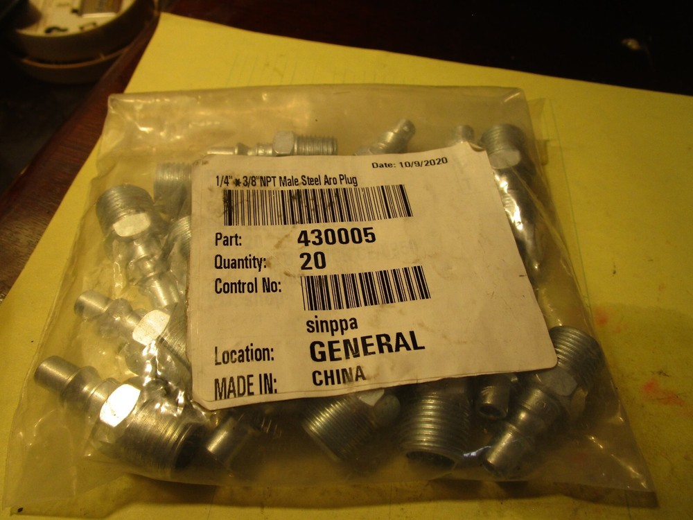 1/4″ x 3/8″NPT Male Steel Aro Plug QTY 20